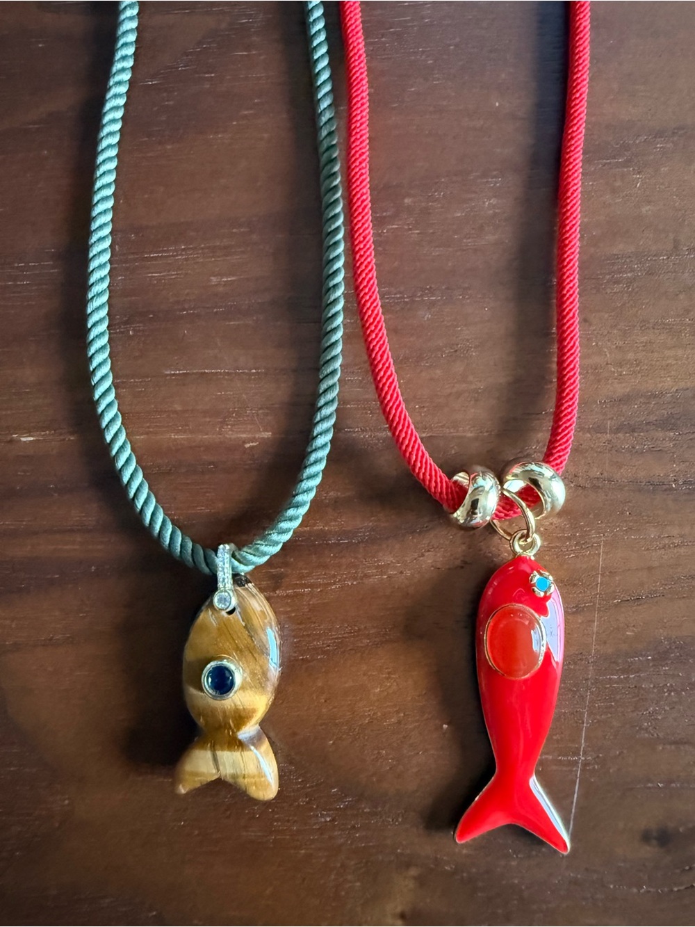 Rope Necklaces w/ Natural Stone Fish Pendant